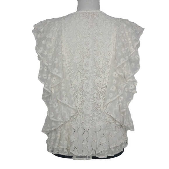 Anthropologie Verb Pallavi Singhee Ruffle Top Ivory Medium - Picture 3 of 11